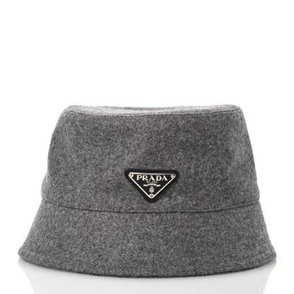 Prada Authentic Loden Wool Metal Triangle Logo Bucket Hat XL Gray 3 of 9