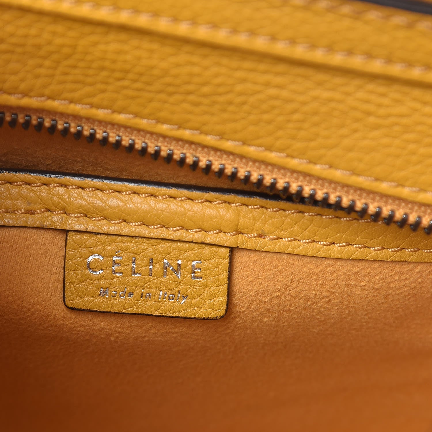Celine Drummed Calfskin Nano Luggage Ocre 8 of 16