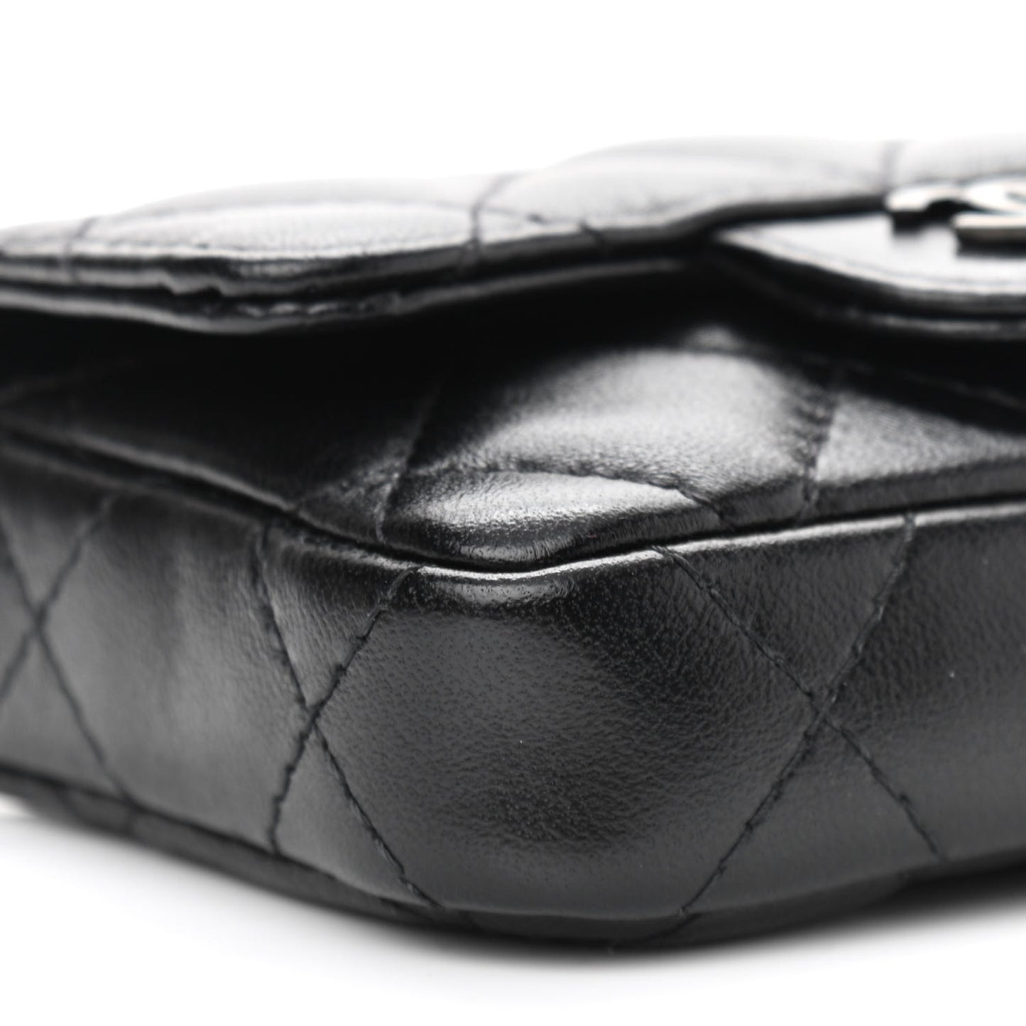 Lambskin Quilted Mini Chain Belt Bag So Black