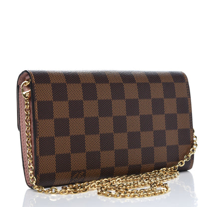 Louis Vuitton Damier Ebene Croisette Chain Wallet Rose Ballerine 3 of 8