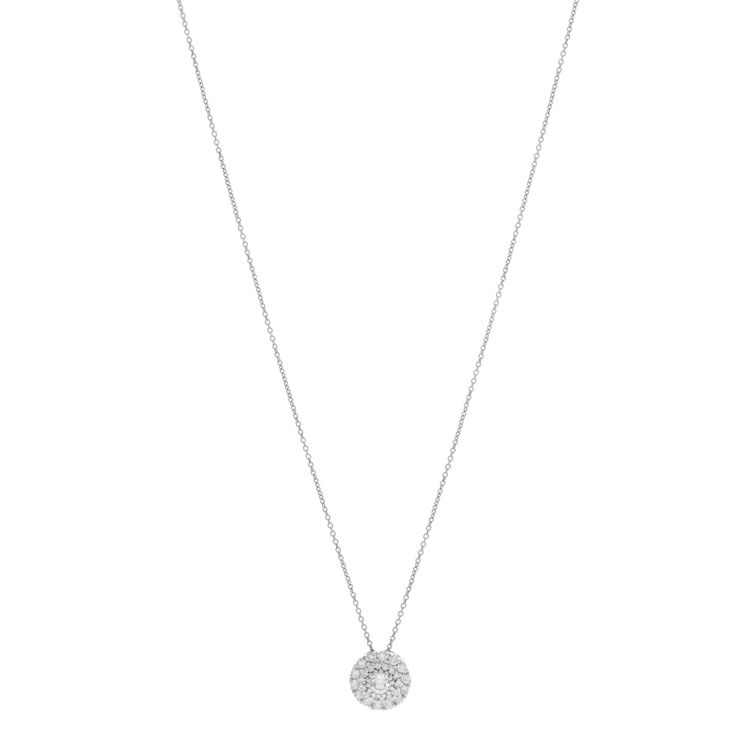 Roberto Coin 18K White Gold Diamond Disc Pendant Necklace 1 of 4