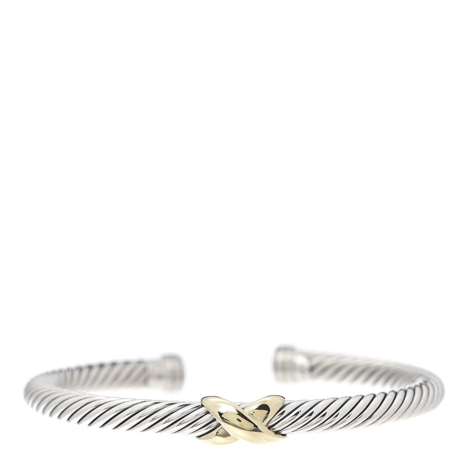 David Yurman Sterling Silver 14K Yellow Gold 5mm X Station Cable Bracelet 1 of 5