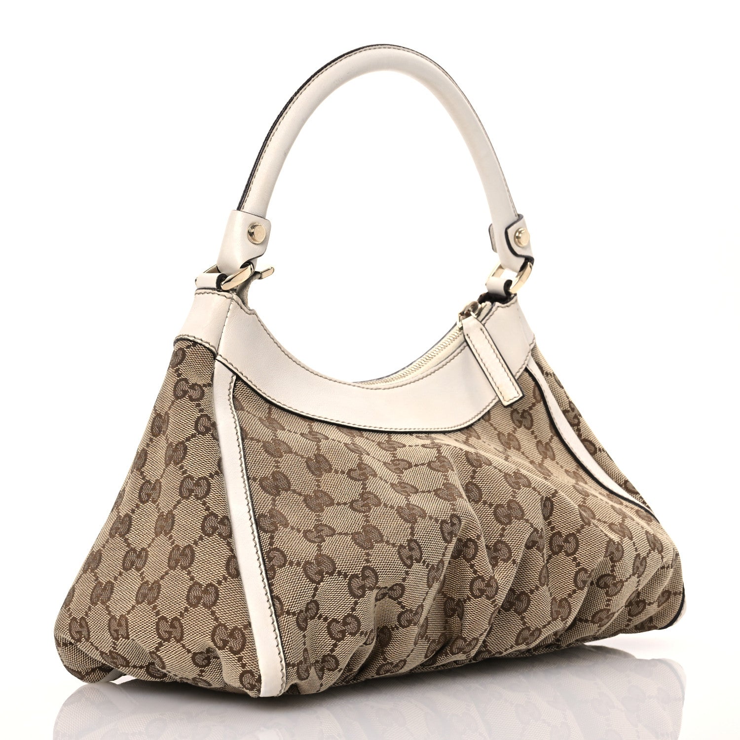 Gucci Monogram Medium D Gold Ring Hobo White 3 of 17