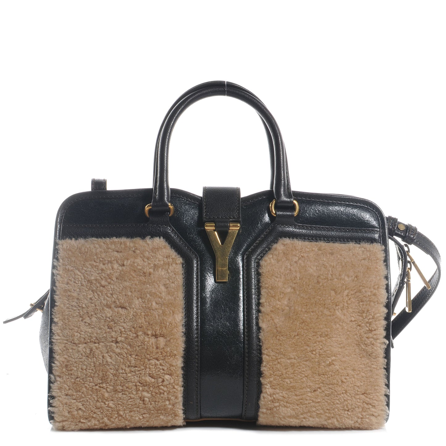 Shearling Leather Mini Cabas Chyc Tote Black Brown