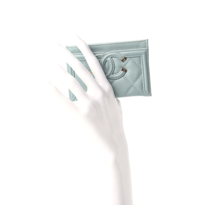 Chanel Caviar Quilted Filigree Card Holder Light Blue 2 of 9