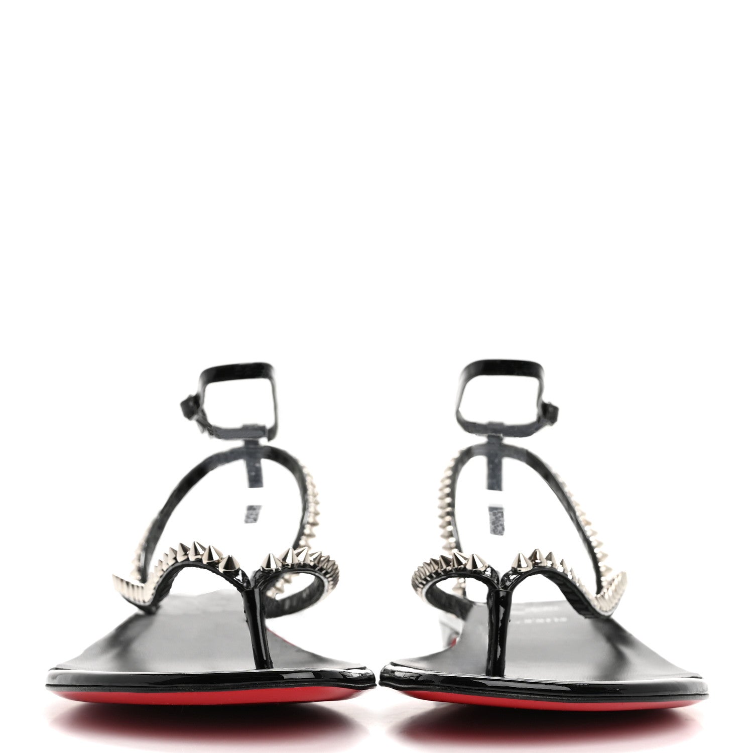 Christian Louboutin Patent Calfskin Spike So Me Tonguetta Flat Sandals 41 Black 3 of 11