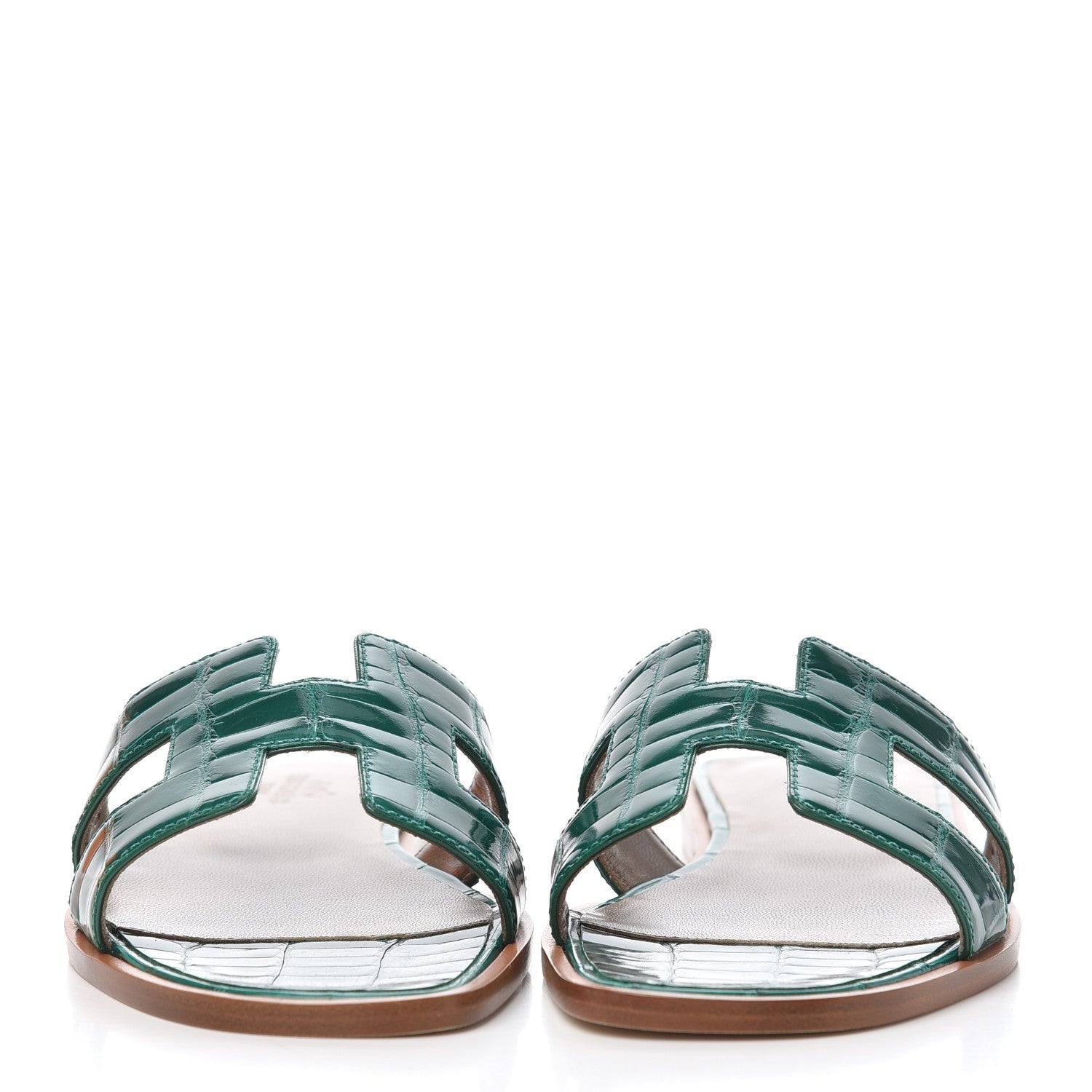 Hermes Shiny Alligator Oran Sandals 36 Emeraude 2 of 9