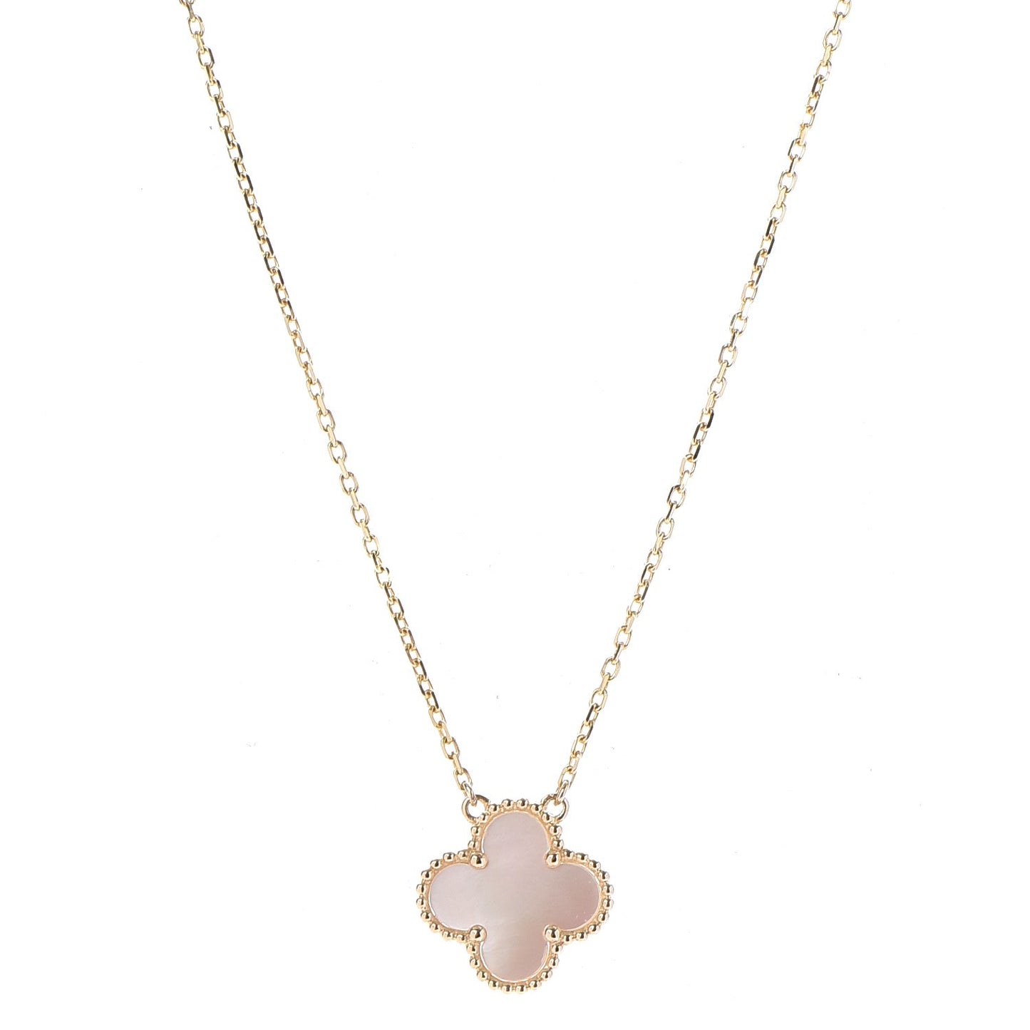 18K Yellow Gold Mother of Pearl Vintage Alhambra Pendant Necklace