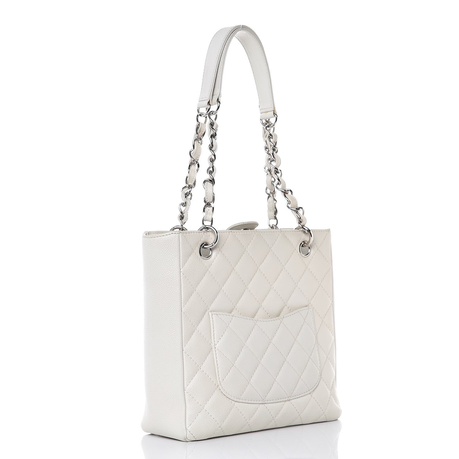 Chanel Caviar Quilted Petit Shopping Tote PST White 3 of 19
