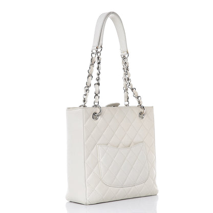 Chanel Caviar Quilted Petit Shopping Tote PST White 3 of 19