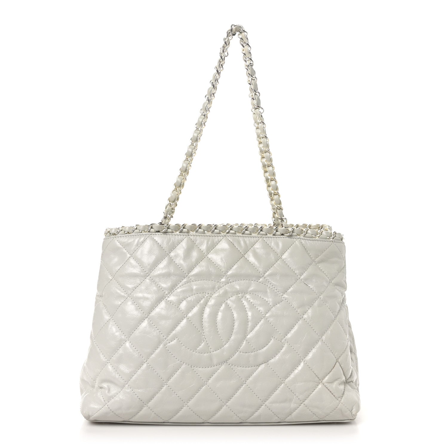 Chanel Glazed Calfskin Quilted Small Chain Me Tote Dark White 1 of 10