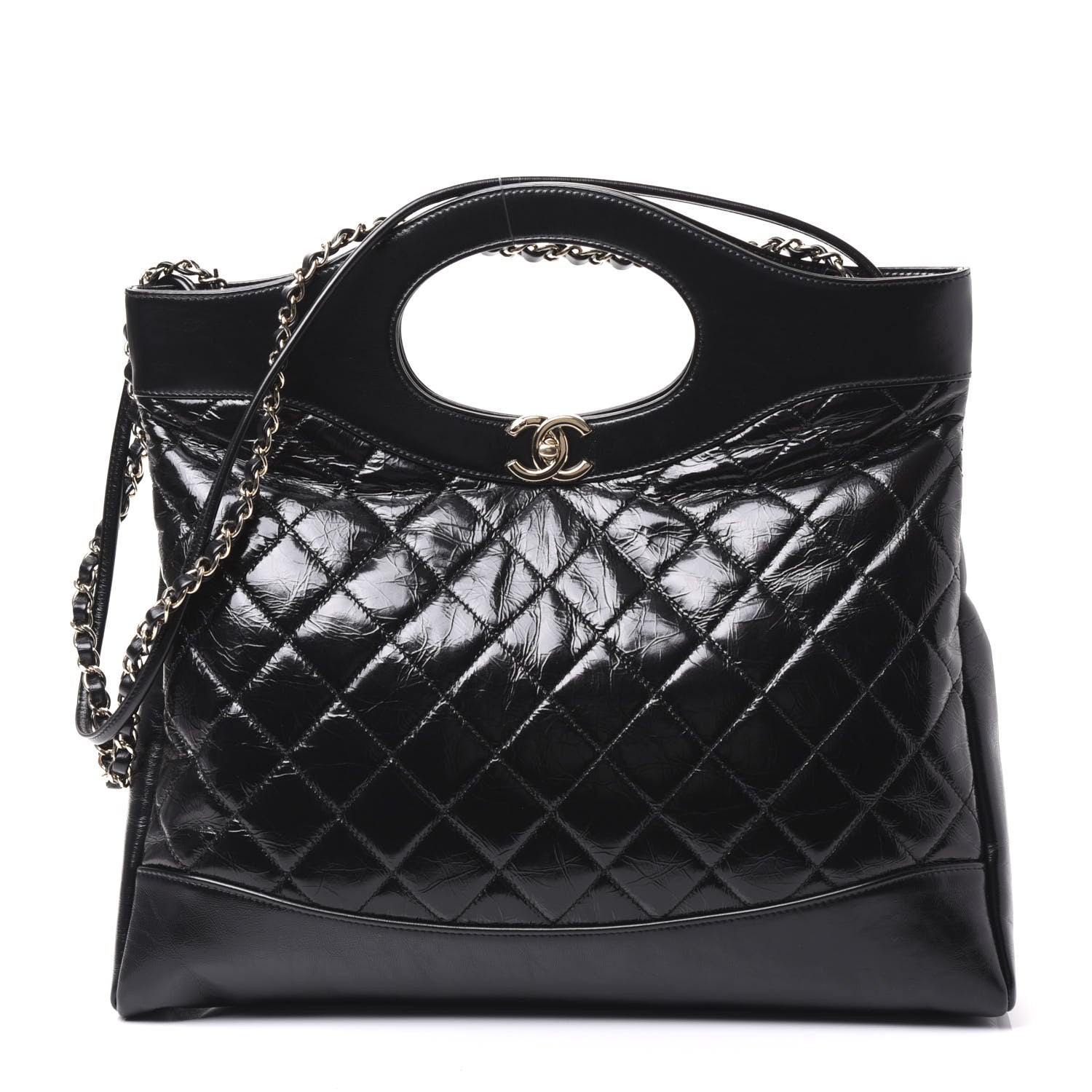 Chanel Aged Calfskin Quilted Large 31 Shopping Bag Black 1 of 10