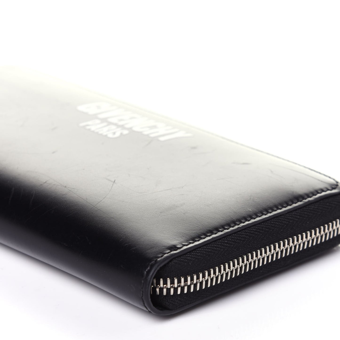 Calfskin Logo Zip Around Wallet Black