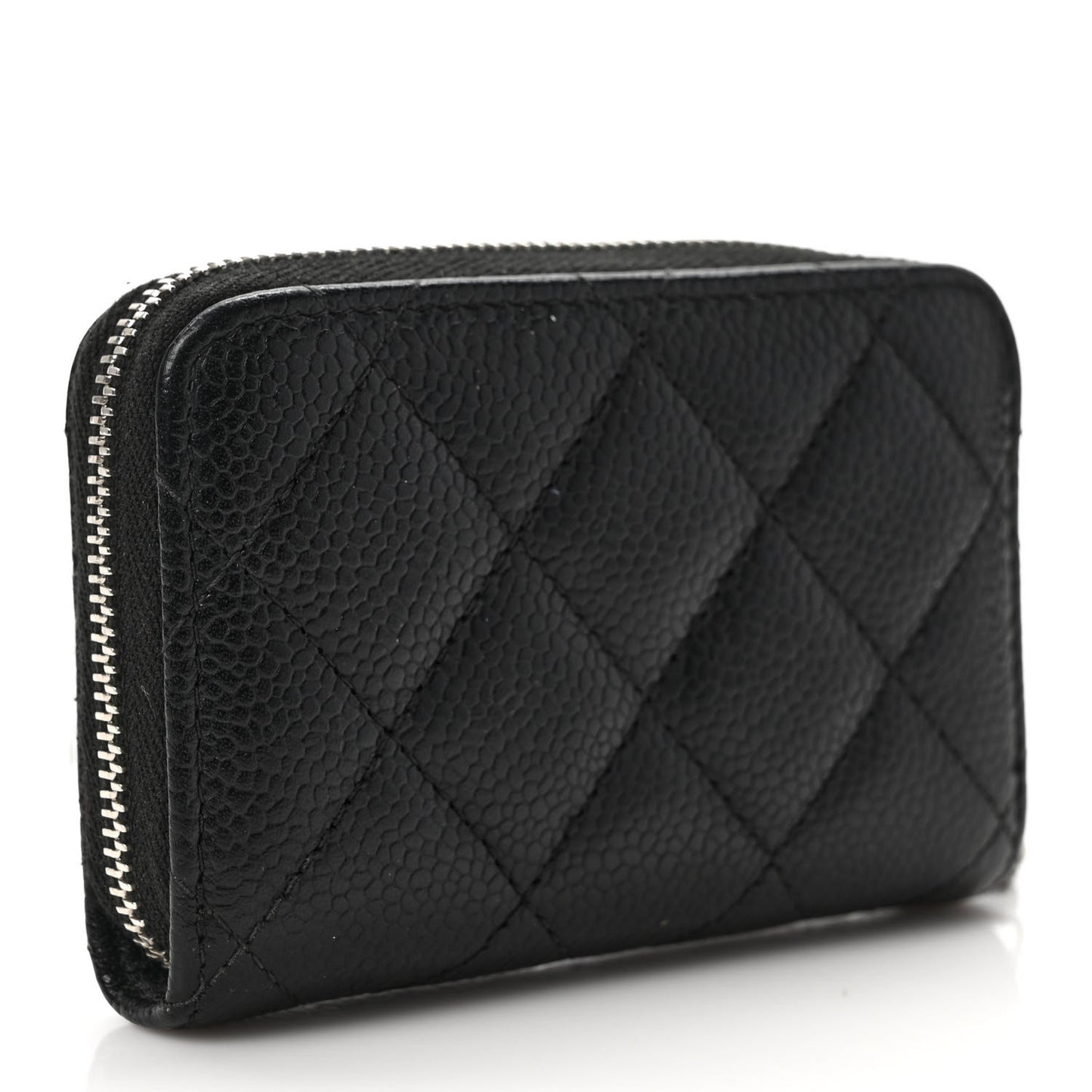 Caviar Quilted Zip Coin Purse Black