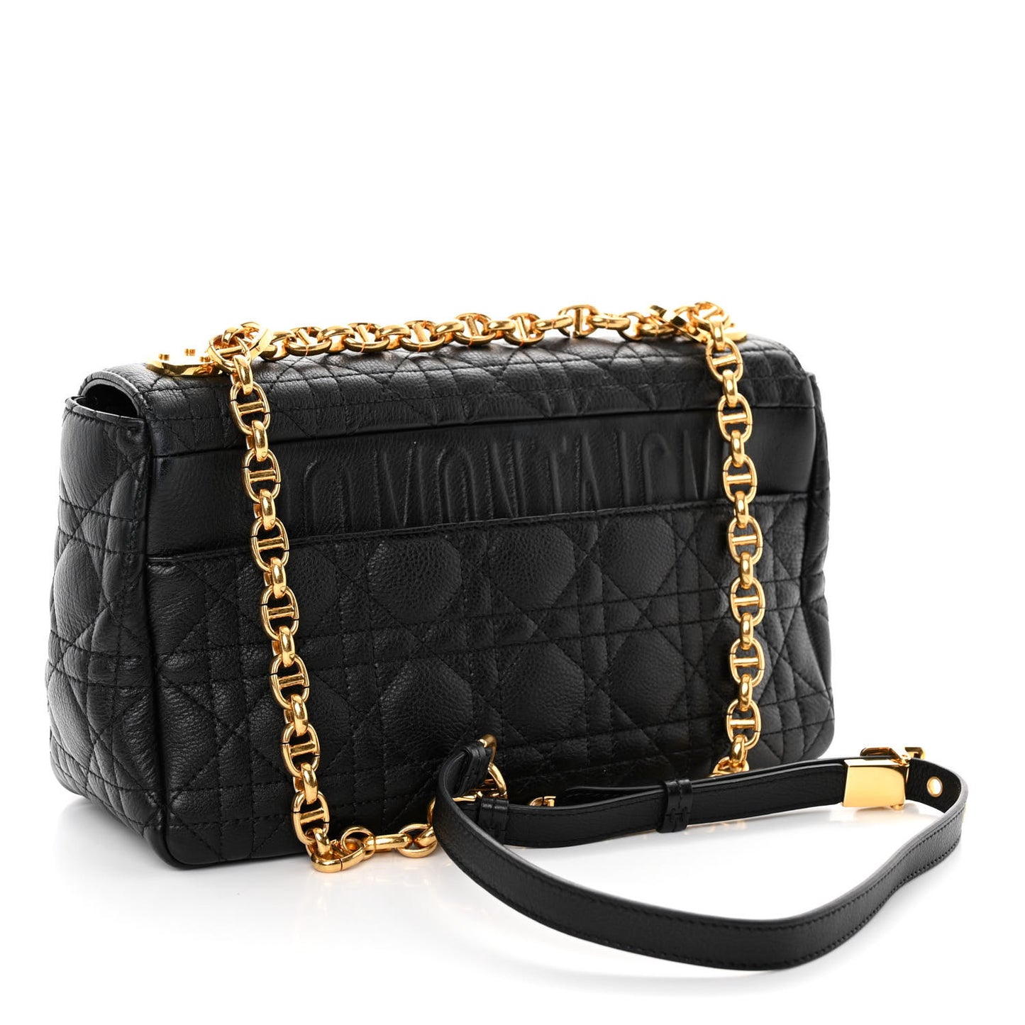 Calfskin Cannage Medium Caro Bag Black