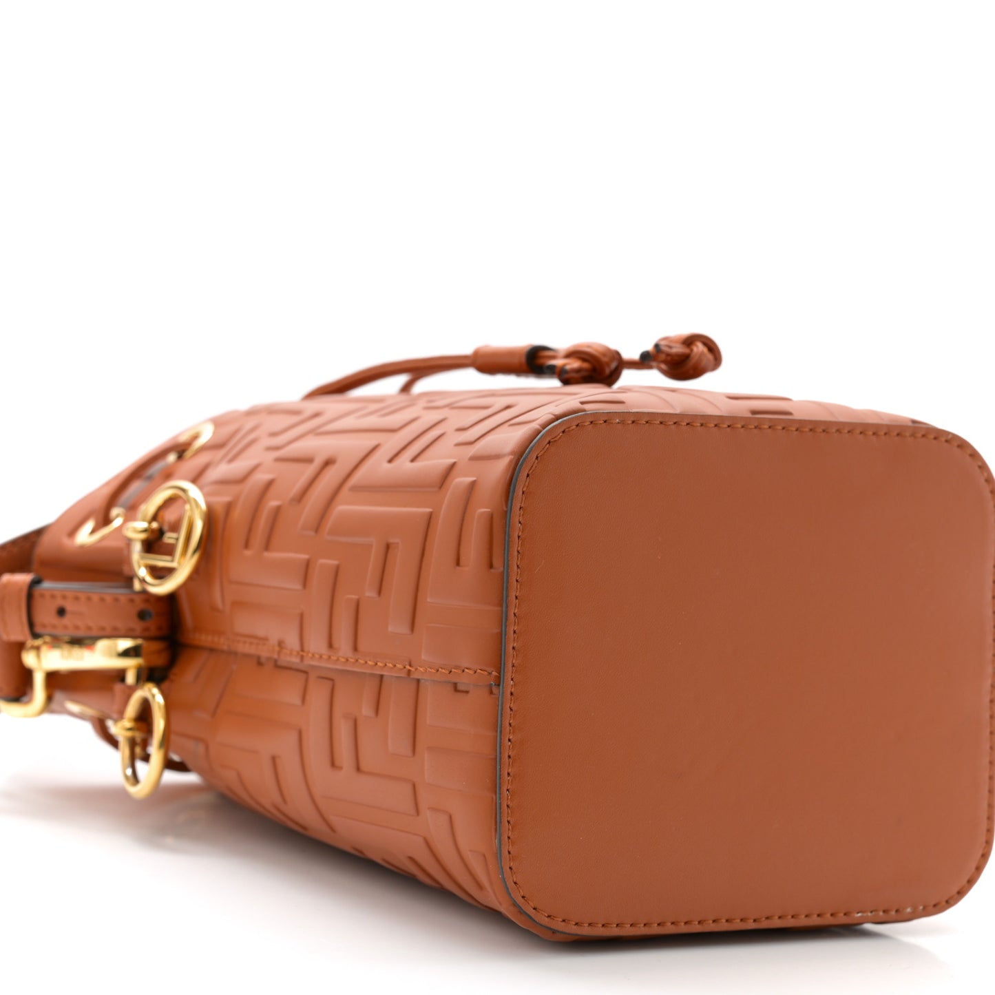 Vitello Liberty F is Fendi FF 1974 Embossed Mini Mon Tresor Bucket Bag Brandy