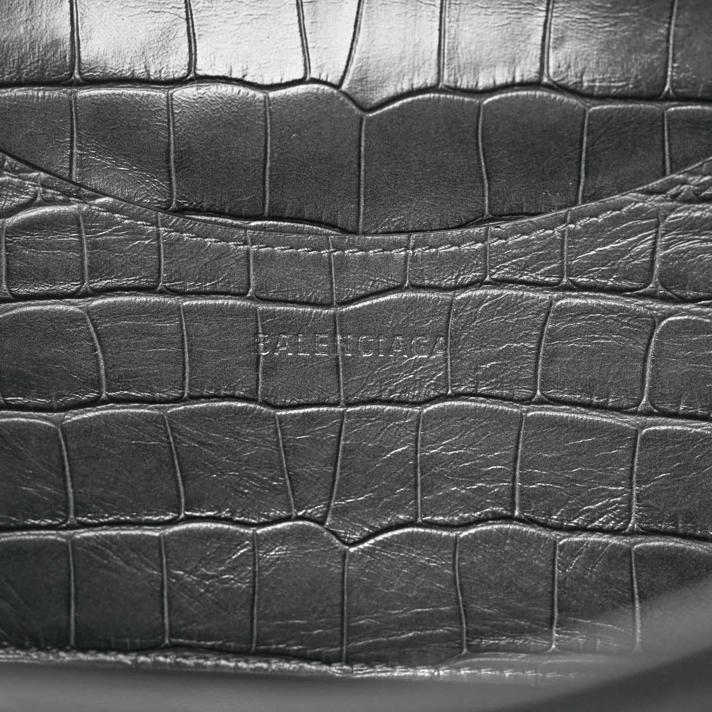 Extra Supple Calfskin Crocodile Embossed Neo Classic Gold Hardware S City Dark Grey