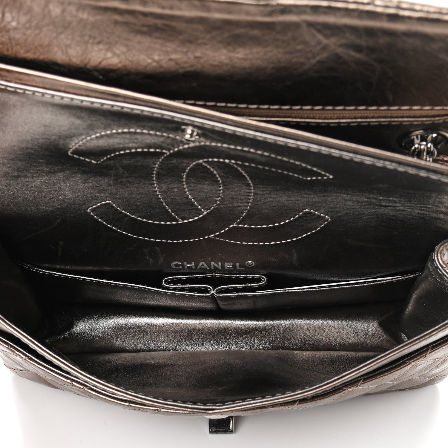 Chanel Metallic Aged Calfskin Quilted 2.55 Reissue 226 Flap Pewter 9 of 20