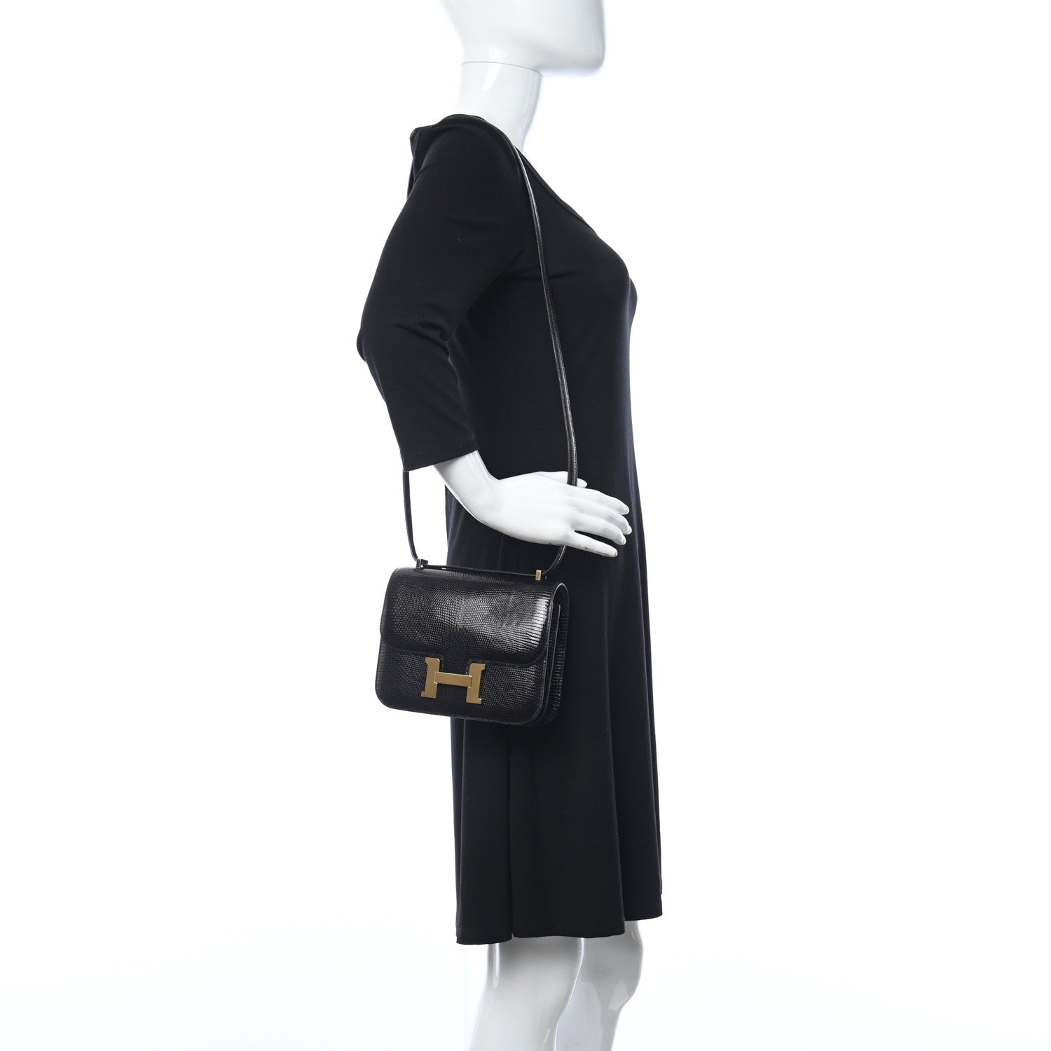 Hermes Lizard Constance 18 Black 2 of 11