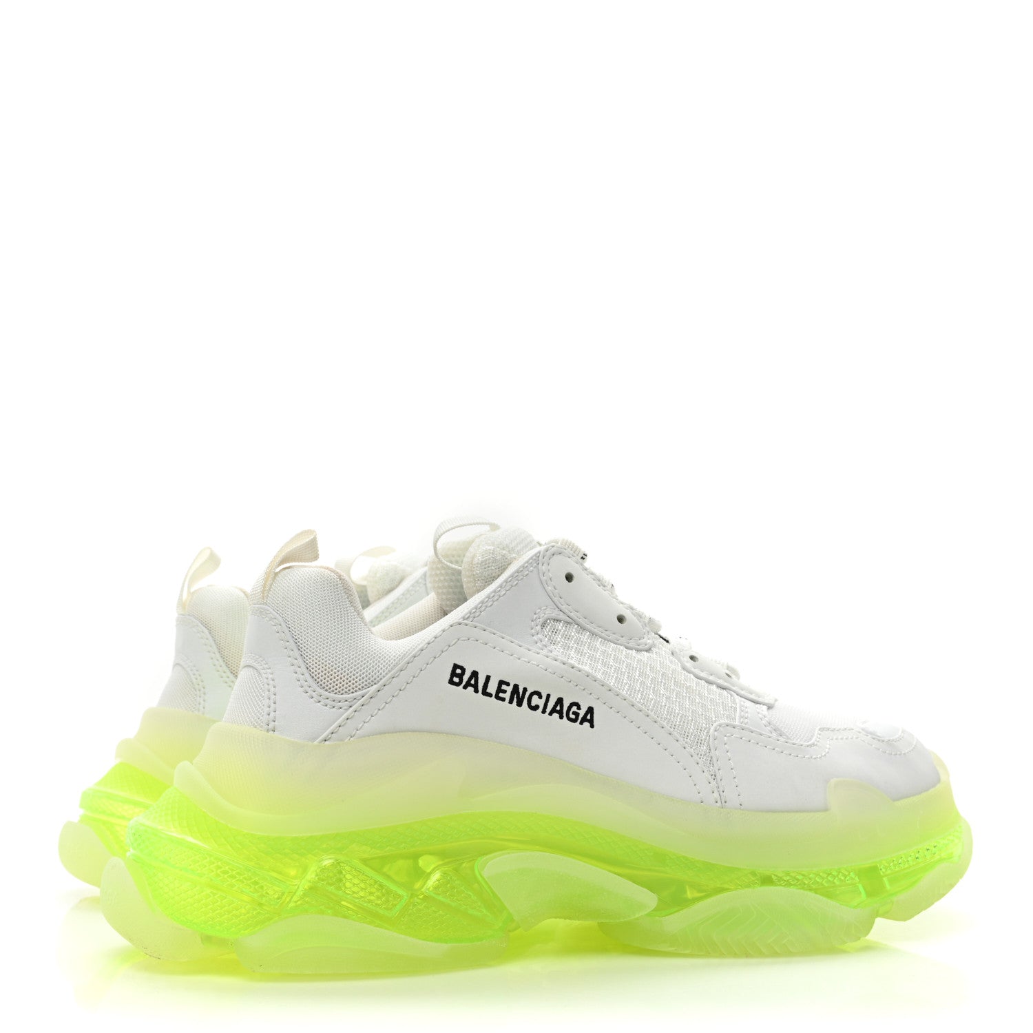 Balenciaga Fabric Mesh Clear Sole Fluo Womens Triple S Sneakers 40 White Fluo Yellow 4 of 11