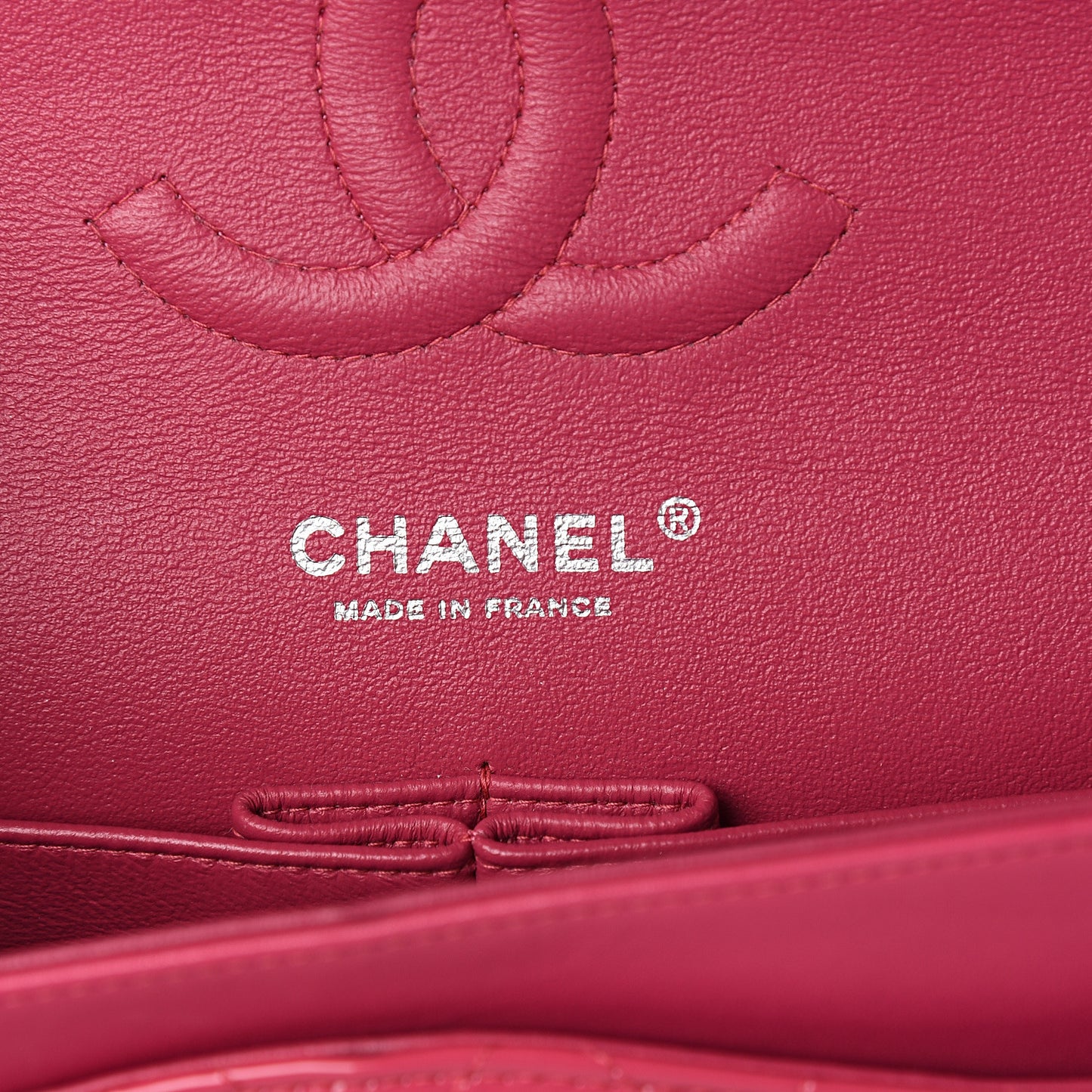 Patent Quilted Medium Double Flap Fuchsia