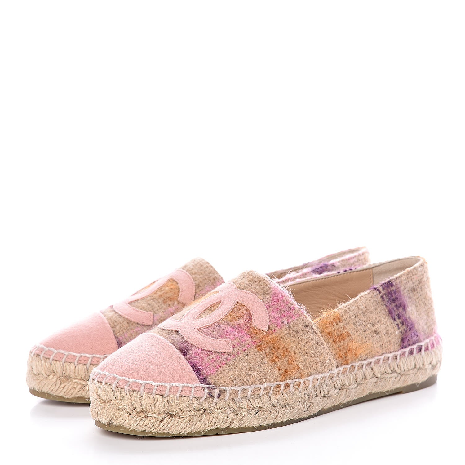 Chanel Tweed CC Espadrilles 35 Pink Multicolor 3 of 9