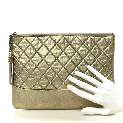 Chanel Metallic Aged Calfskin Quilted Medium Gabrielle Cosmetic Case  Gold 2 of 8