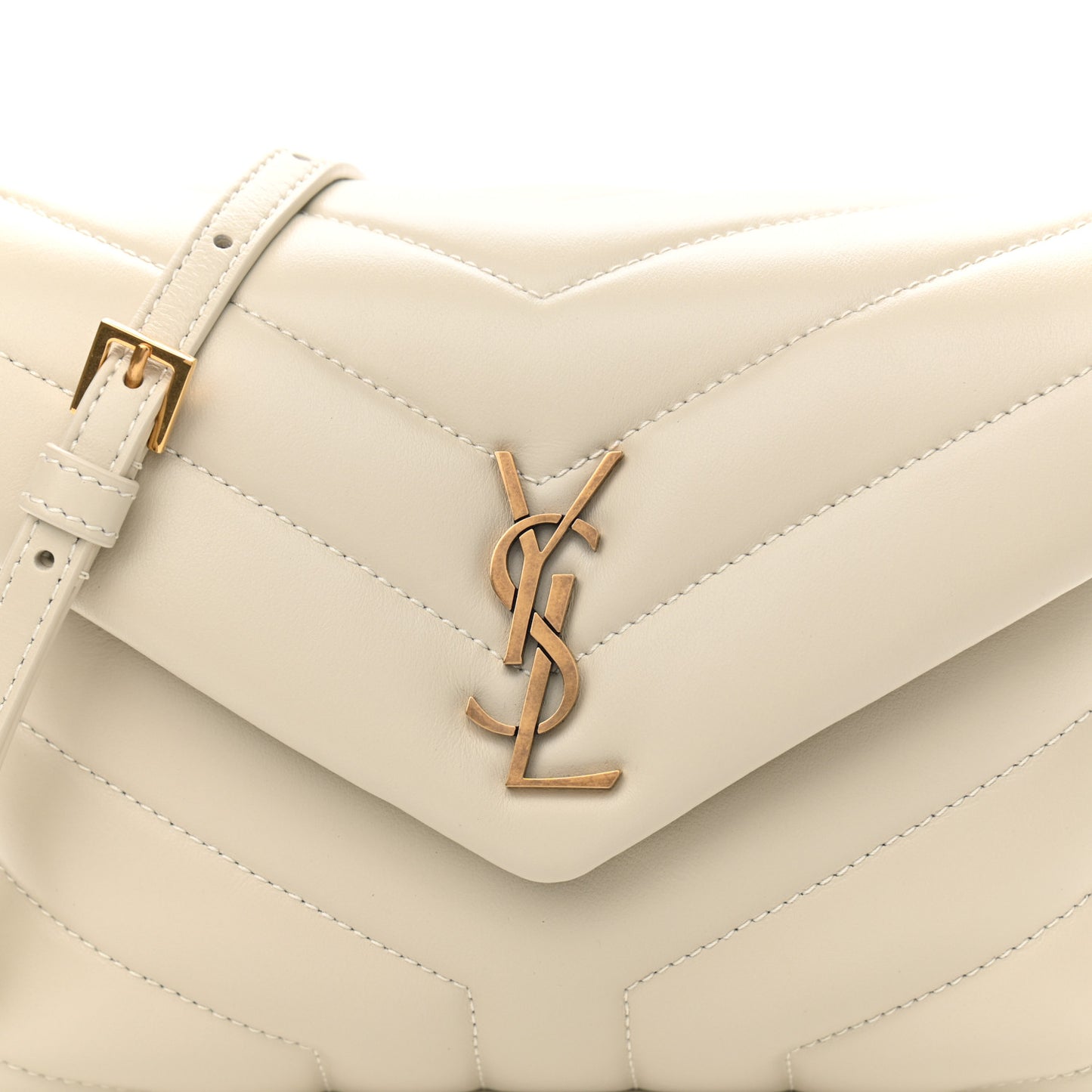 Calfskin Y Quilted Monogram Toy Loulou Crossbody Bag Blanc Vintage