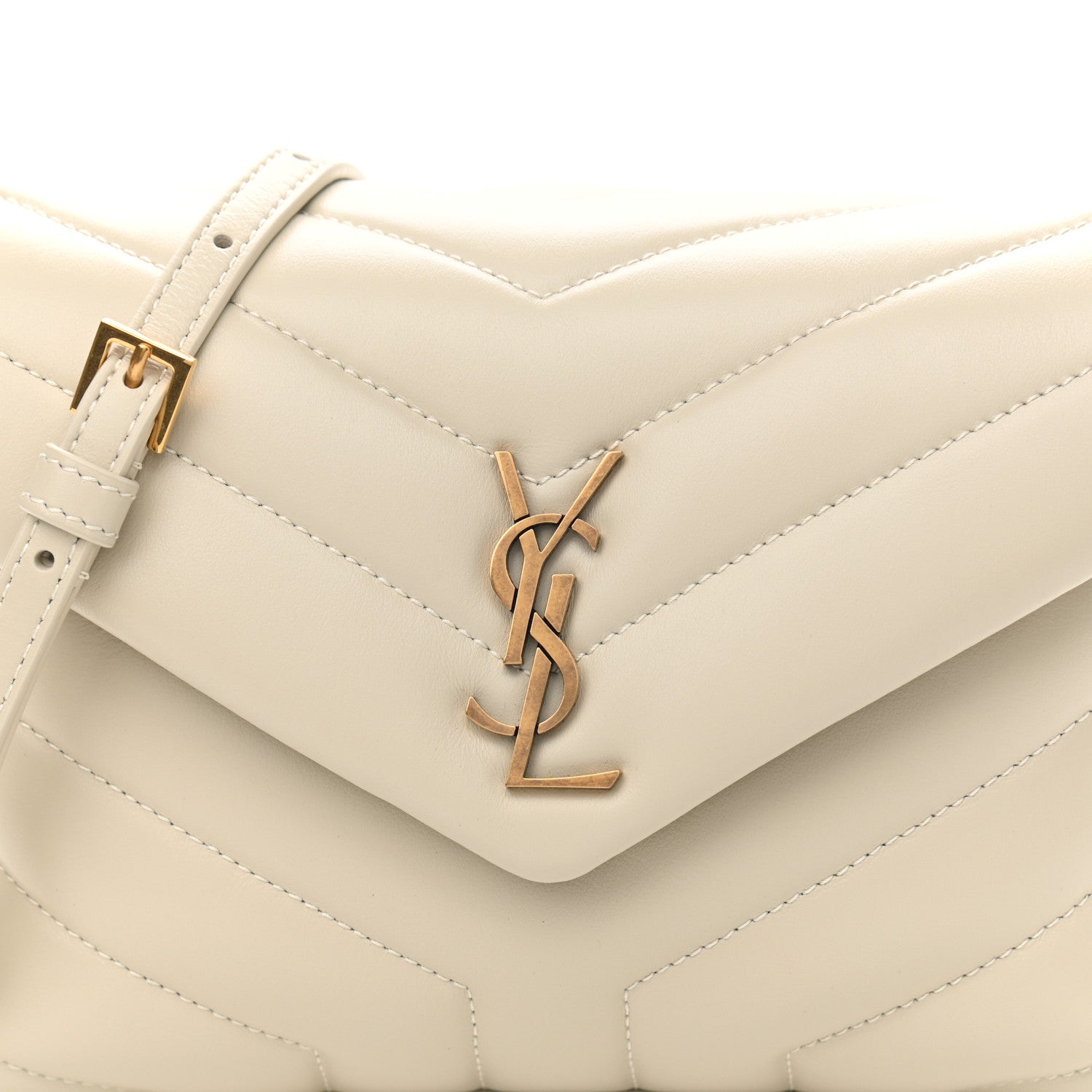 Saint Laurent Calfskin Y Quilted Monogram Toy Loulou Crossbody Bag Blanc Vintage 8 of 11
