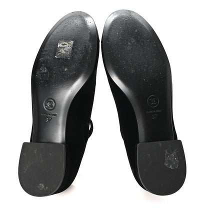 Chanel Velvet Grosgrain Mary Jane Flats 37 Black 6 of 10