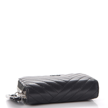 Chanel Lambskin Quilted Crossing Zip Around Coin Purse Black 4 of 10