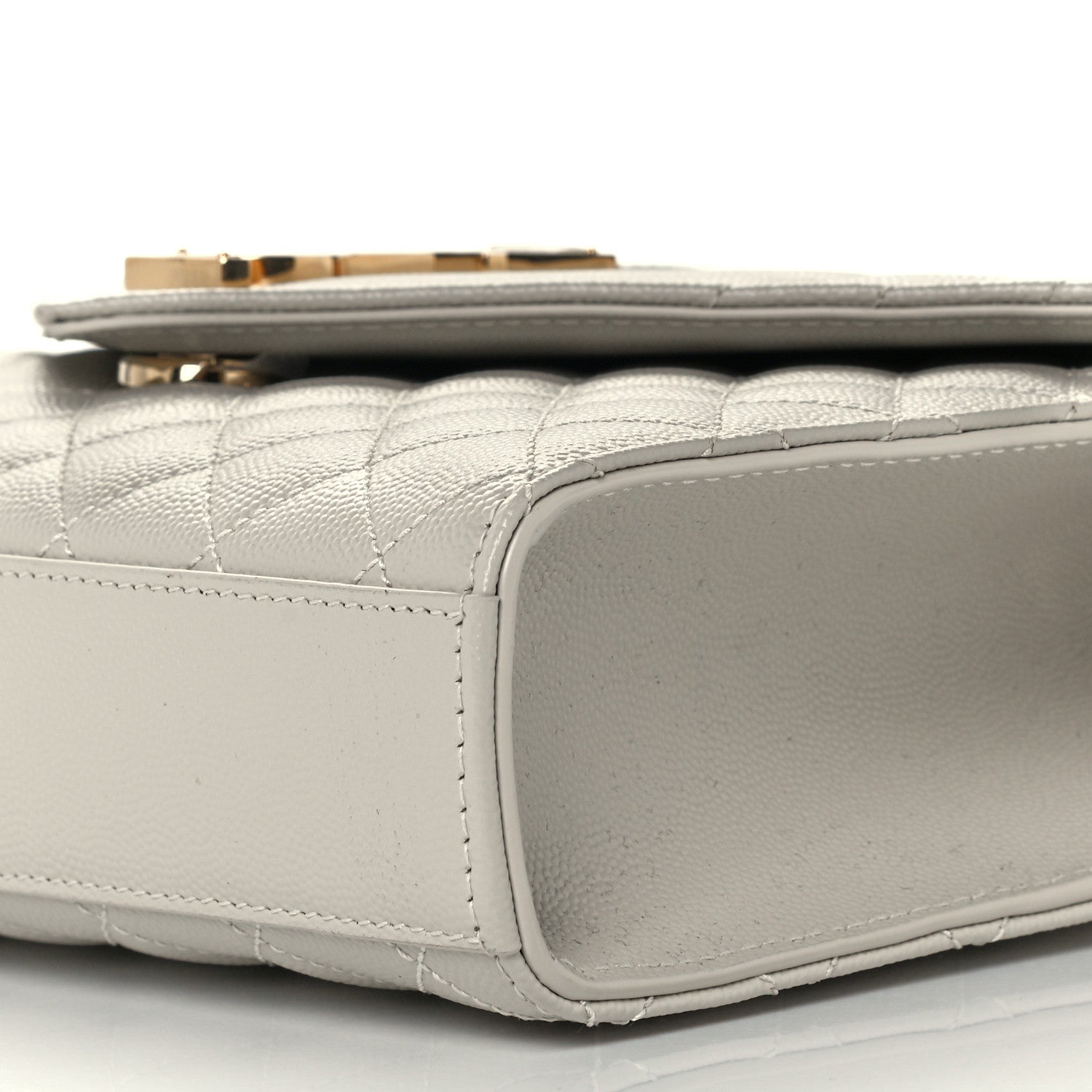 Saint Laurent Grain De Poudre Textured Mixed Matelasse Medium Triquilt Monogram Satchel Crema Soft 11 of 11