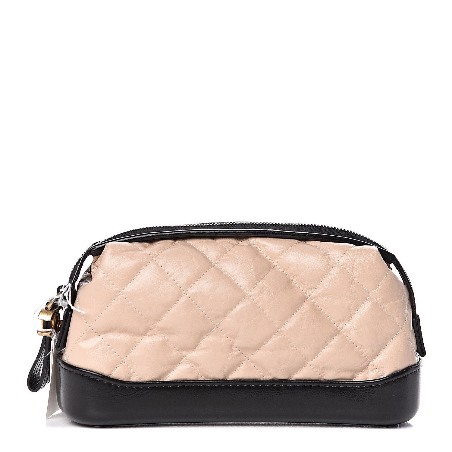 Chanel Aged Calfskin Quilted Gabrielle Classic Pouch Beige Black 1 of 7