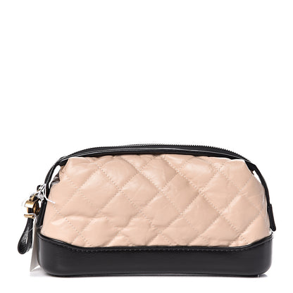 Chanel Aged Calfskin Quilted Gabrielle Classic Pouch Beige Black 1 of 7