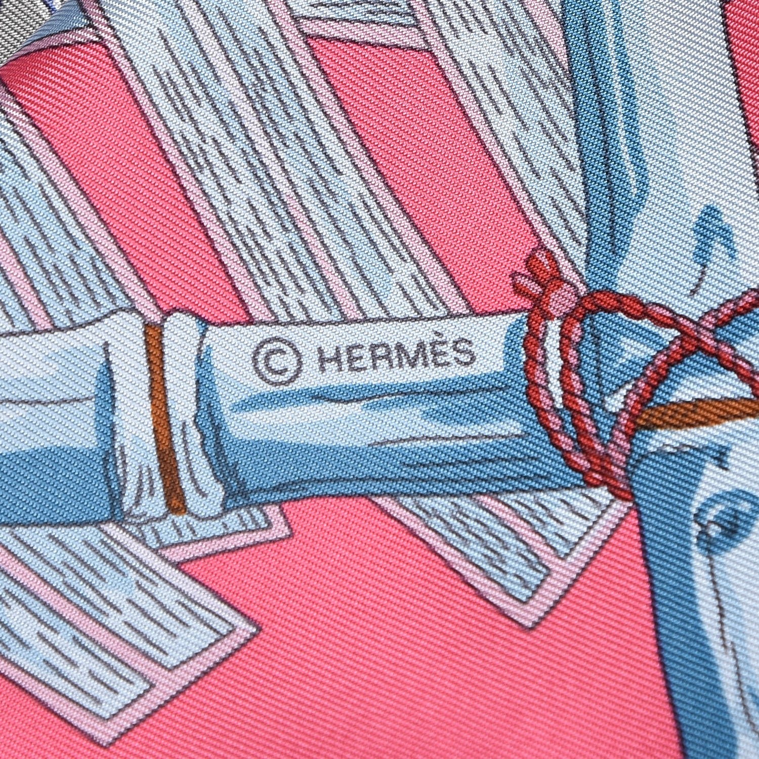 Hermes Silk Mythes et Metamorphoses Scarf 90 Rose Vif Bleu Beige Rose 4 of 5
