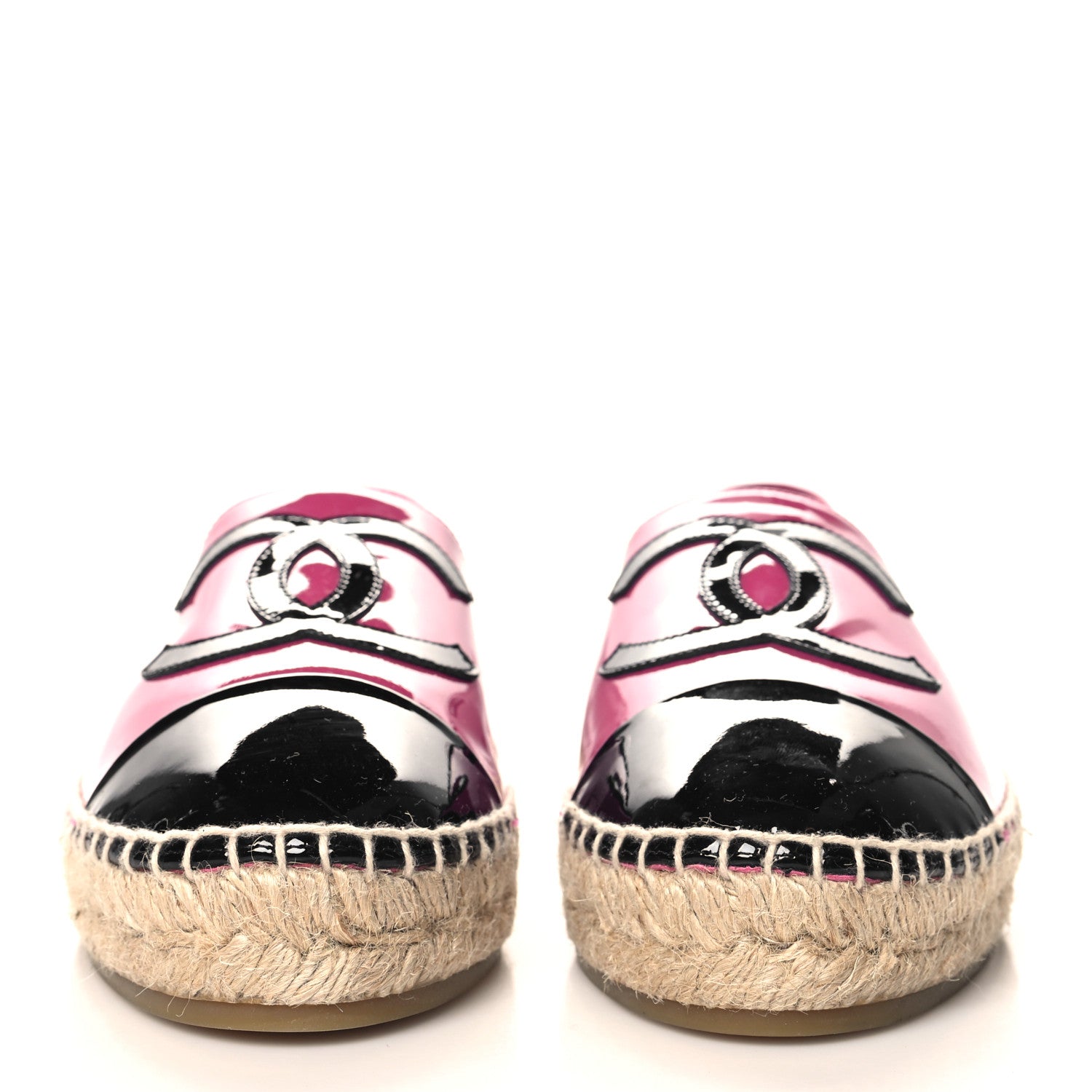 Chanel Patent Calfskin CC Espadrilles 41 Fuchsia Black 3 of 11