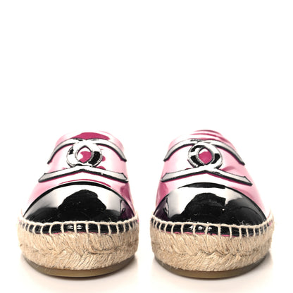 Chanel Patent Calfskin CC Espadrilles 41 Fuchsia Black 3 of 11