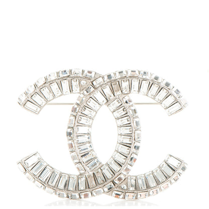 Chanel Baguette Crystal CC Brooch Silver 1 of 4