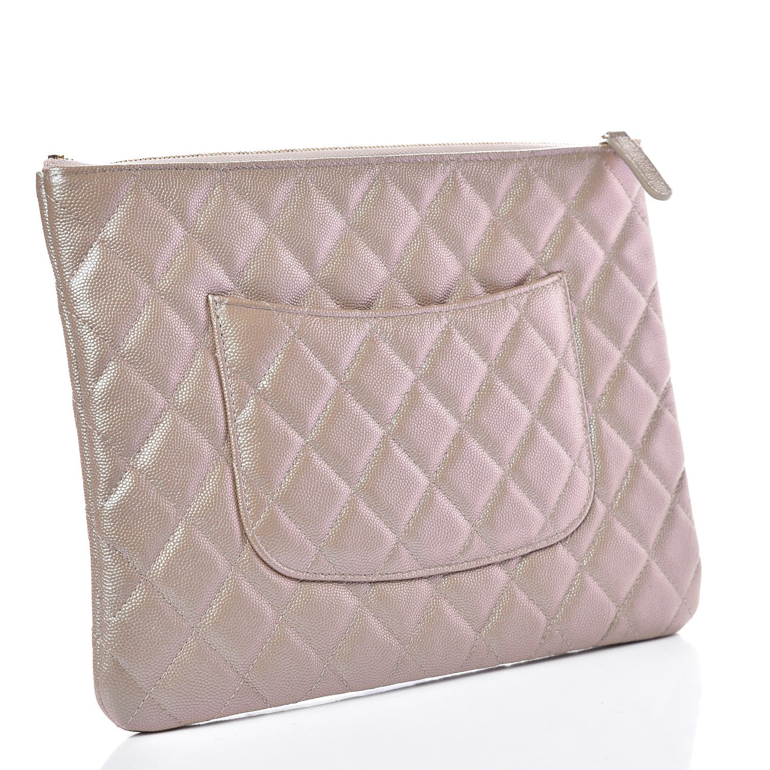 Chanel Iridescent Caviar Quilted Medium Cosmetic Case Beige 3 of 10