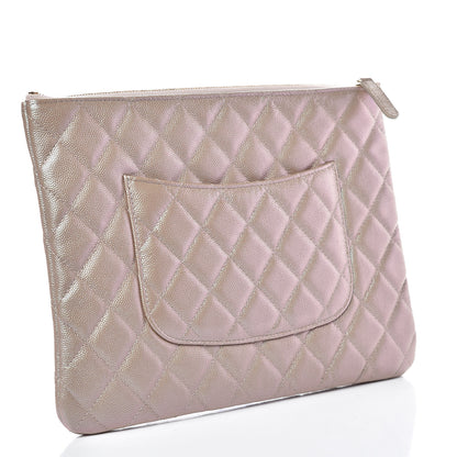 Chanel Iridescent Caviar Quilted Medium Cosmetic Case Beige 3 of 10