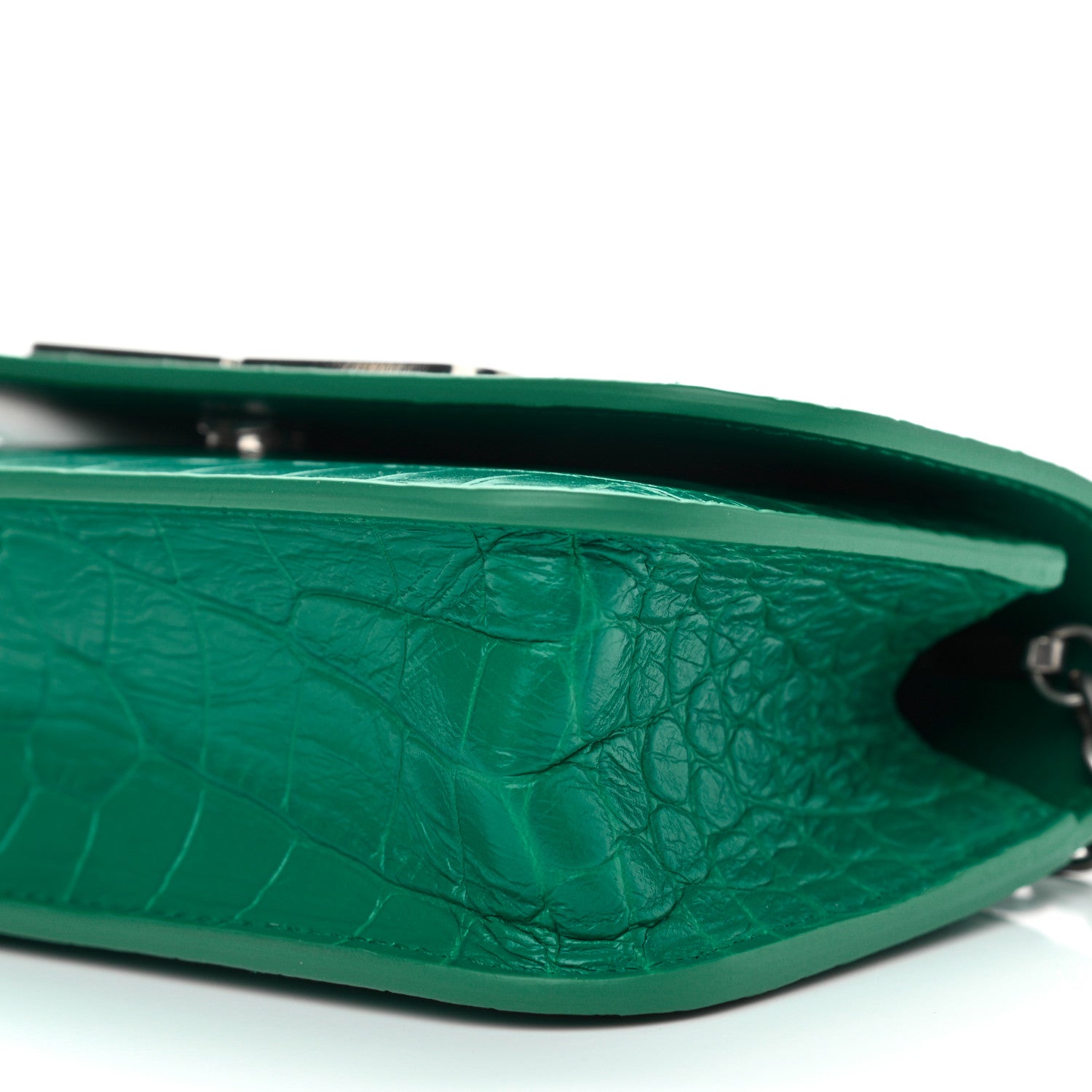 Balenciaga Extra Supple Calfskin Crocodile Embossed Gossip Wallet On Chain Jade 9 of 9