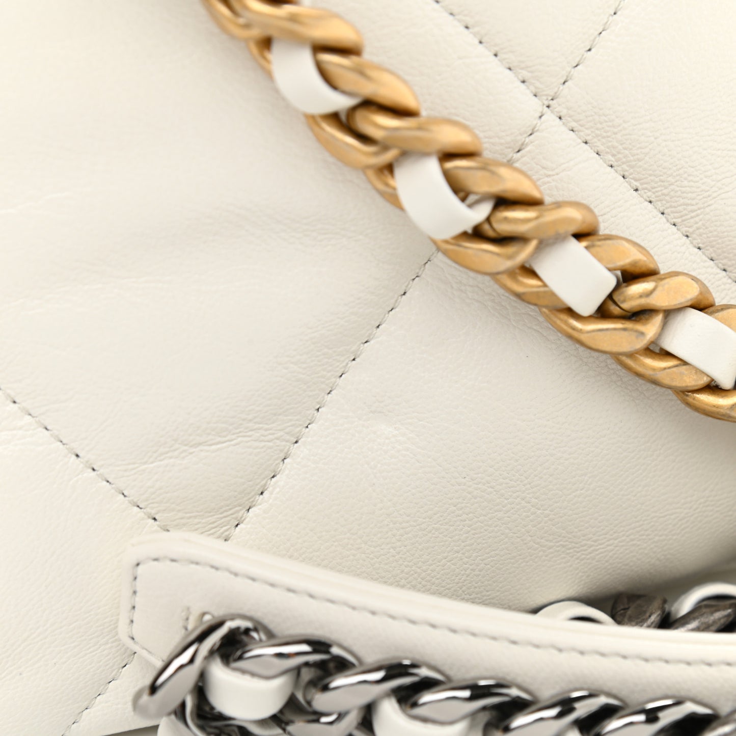Goatskin Quilted Large Chanel 19 Flap White