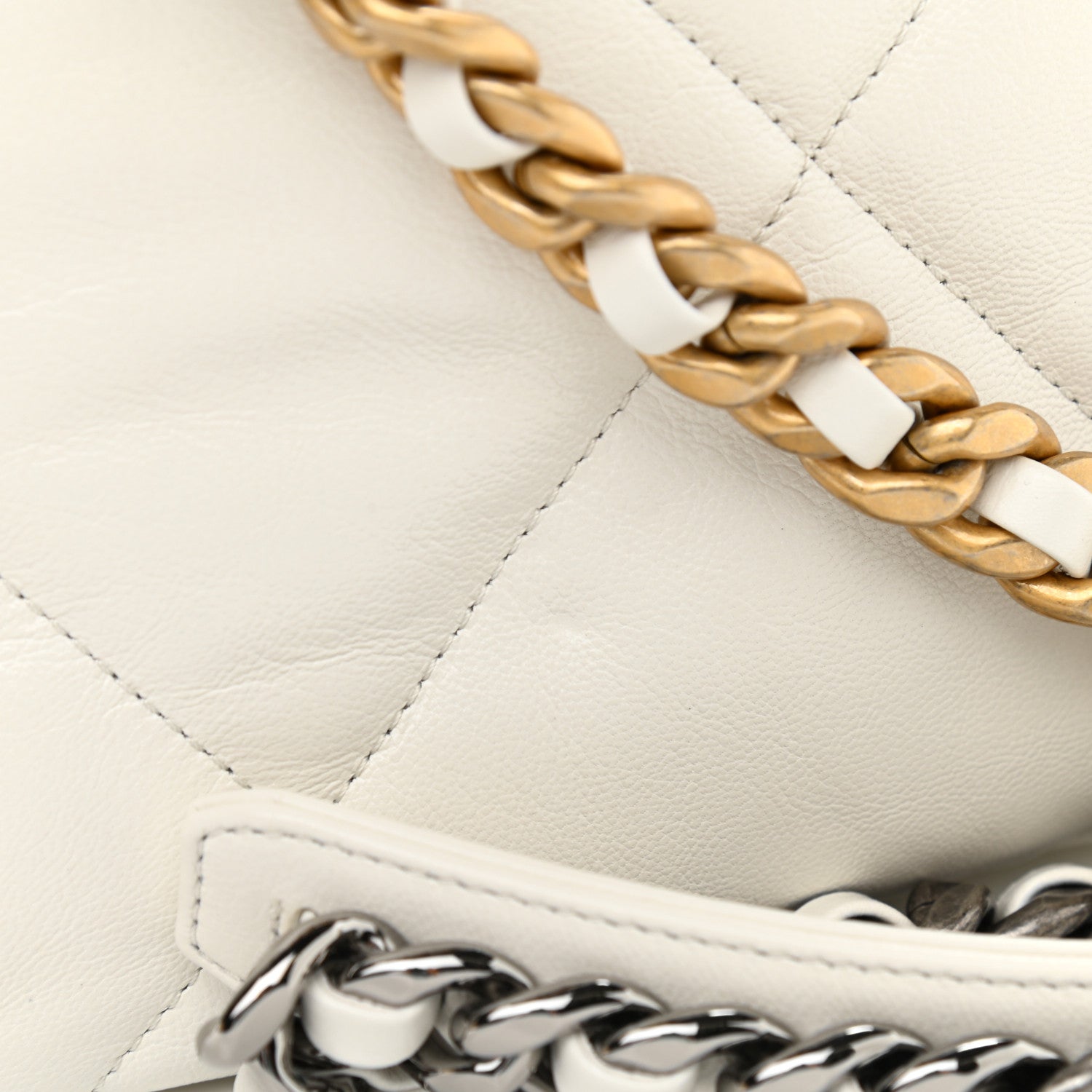 Chanel Goatskin Quilted Large Chanel 19 Flap White 10 of 10
