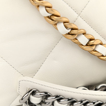 Chanel Goatskin Quilted Large Chanel 19 Flap White 10 of 10
