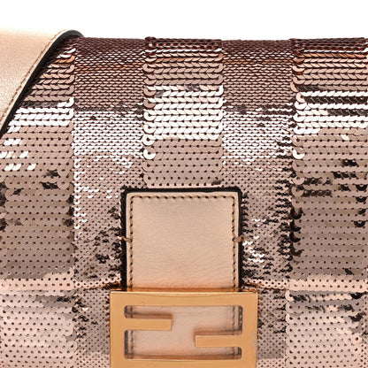 Fendi Sequin Metallic Nappa Pequin Baguette Rame 8 of 10