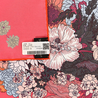 Hermes Silk Robe Legere Scarf 90 Rose Lipstick Vieux Rose 3 of 4