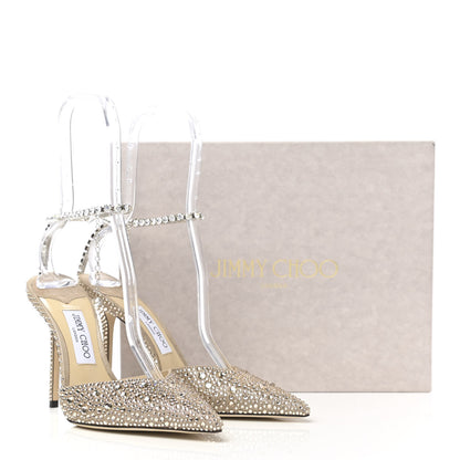 Jimmy Choo Satin Crystal Saeda 100 Pumps 40 Honey Gold 8 of 8