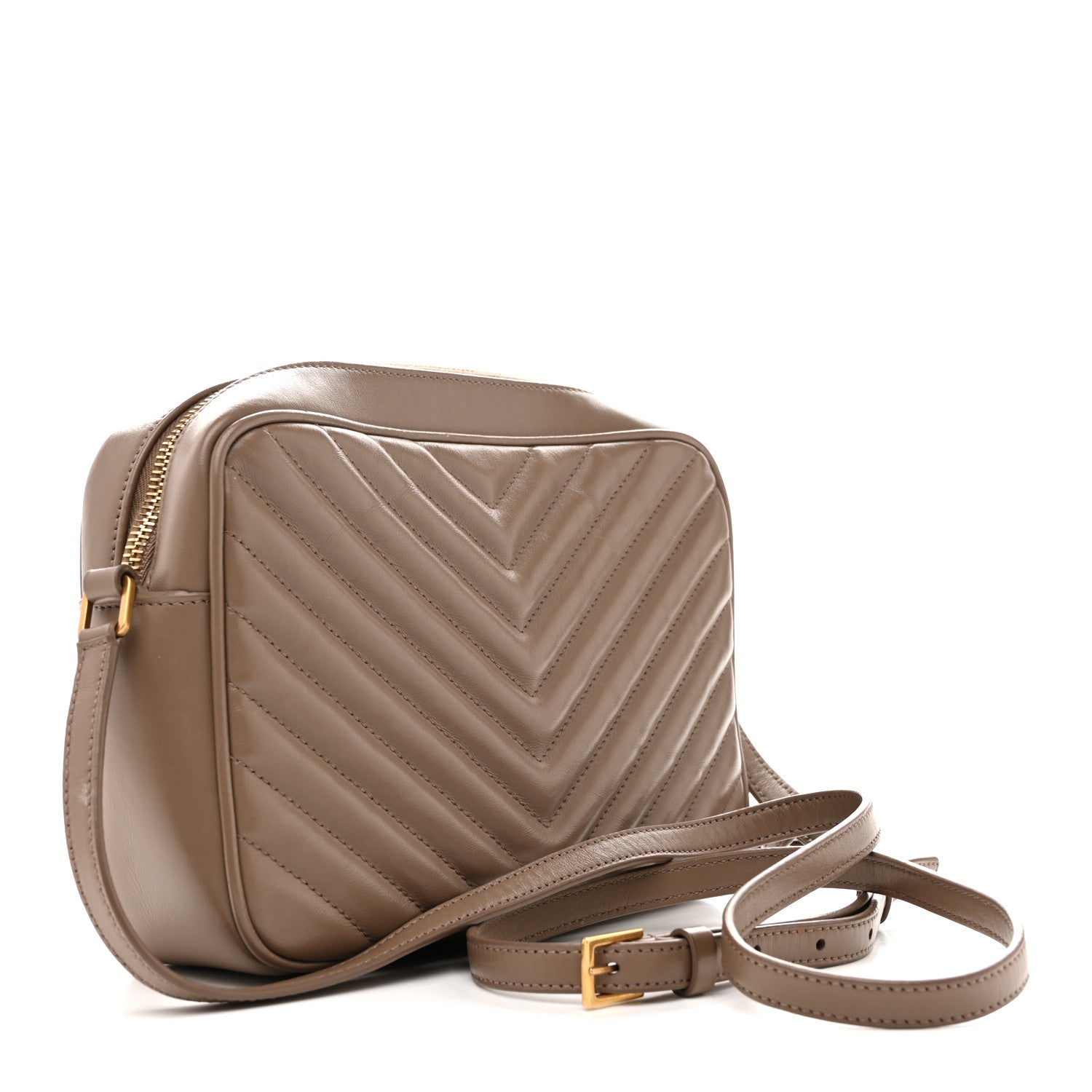 Saint Laurent Calfskin Matelasse Monogram Lou Camera Bag Dark Beige 3 of 14