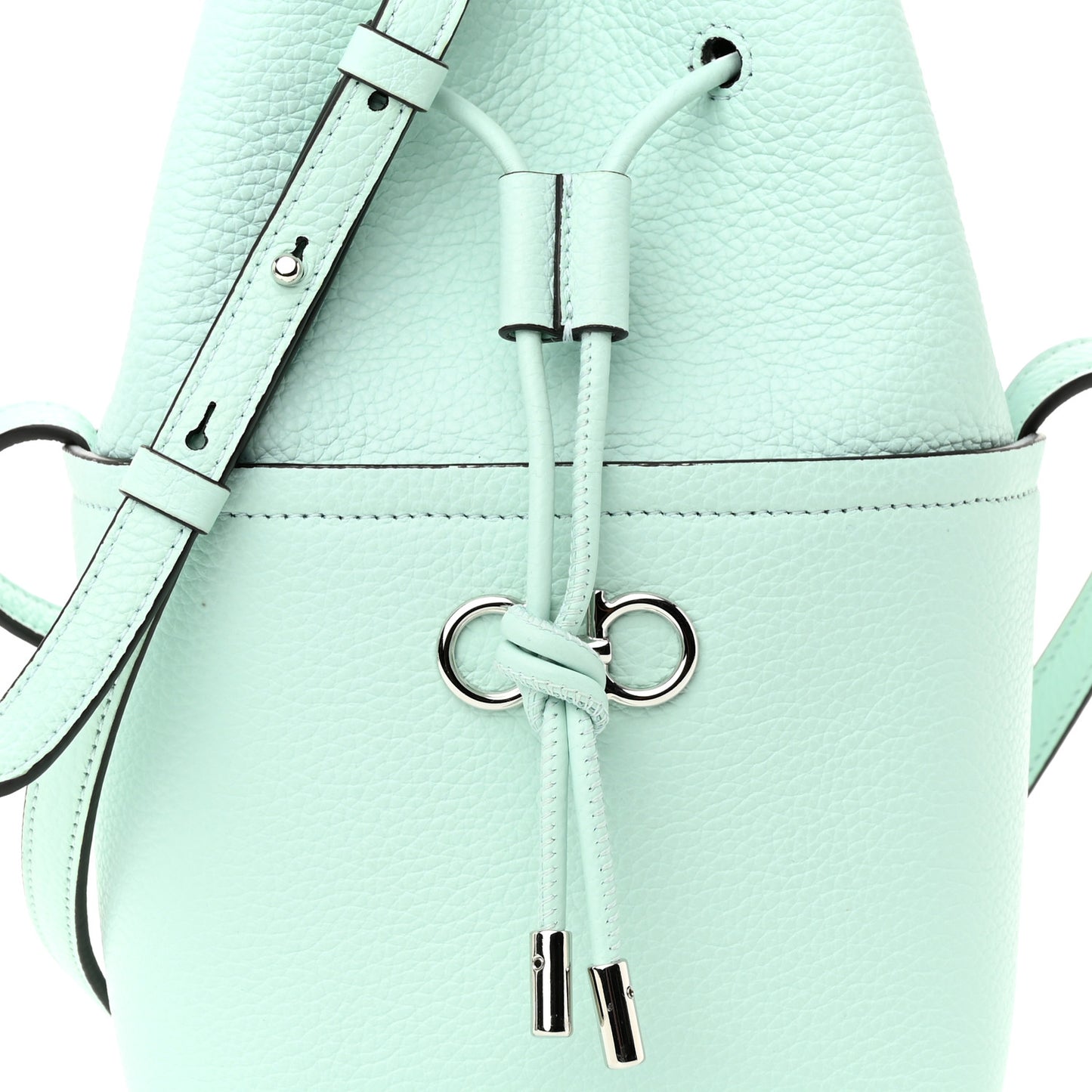 Grained Calfskin Mini Gancino Bucket Bag Blue