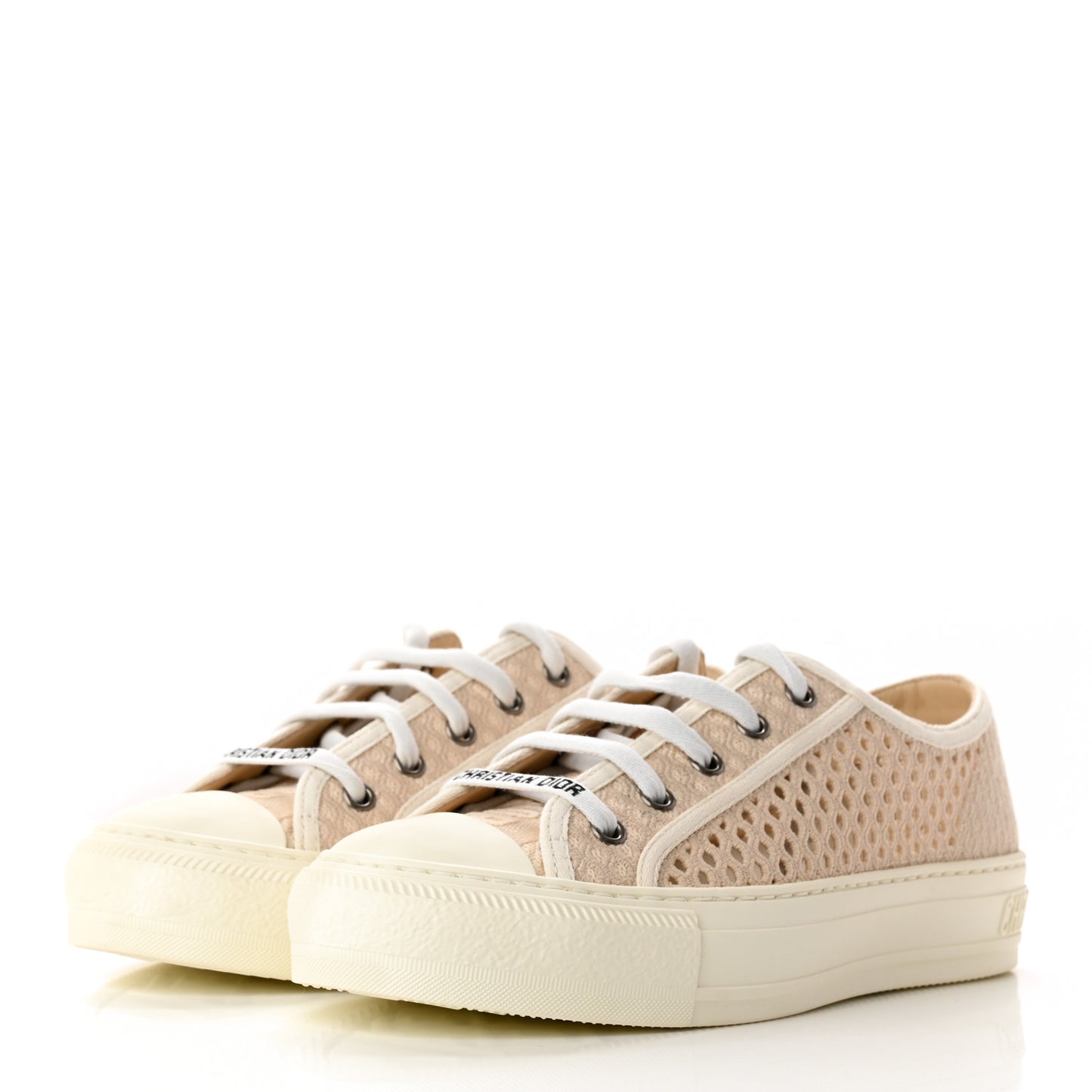 Resille Embroidered Walk 'N' Dior Low Top Sneakers 36 Cream